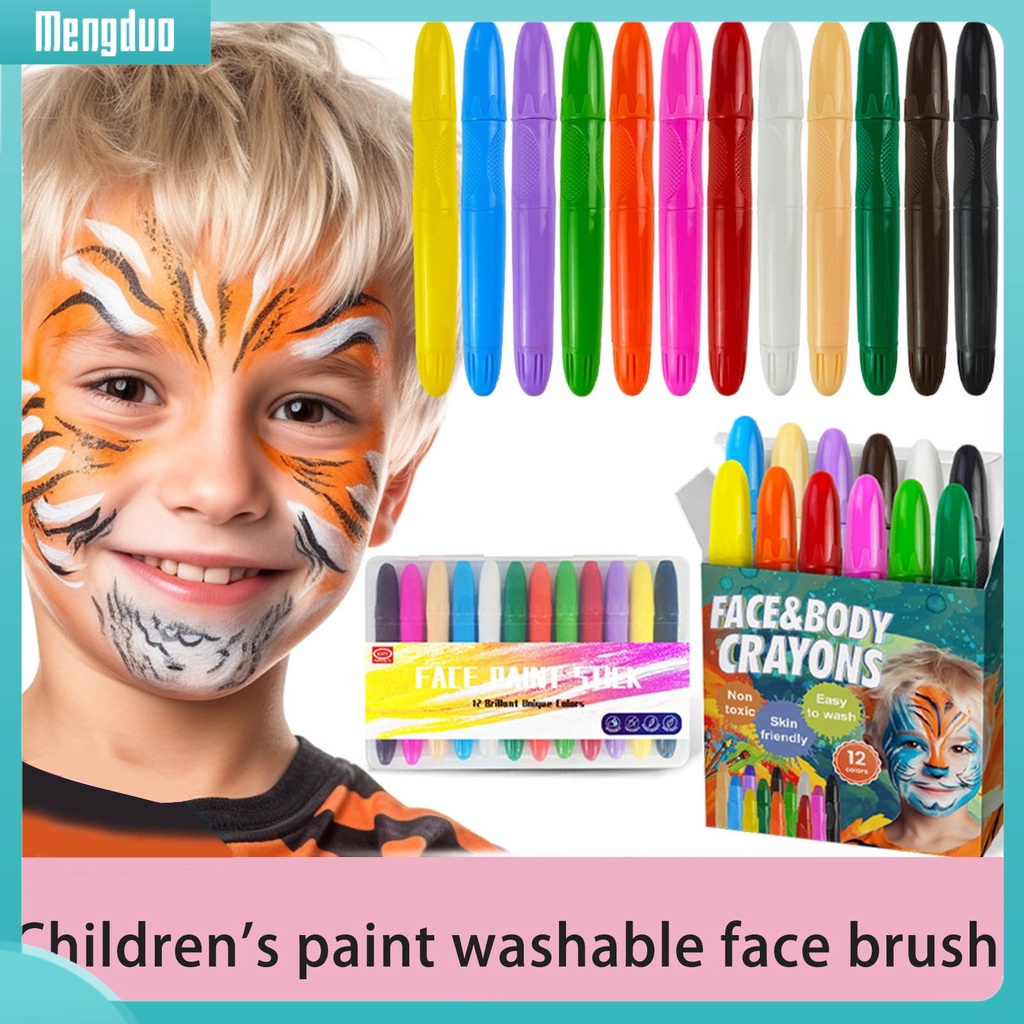 Bộ 12 Bút Màu Vẽ Mặt / Cơ Thể 12 Màu Sắc Có Thể Làm Sạch Da Mặt Và Cơ Thể