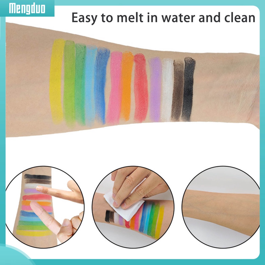 Bộ 12 Bút Màu Vẽ Mặt / Cơ Thể 12 Màu Sắc Có Thể Làm Sạch Da Mặt Và Cơ Thể