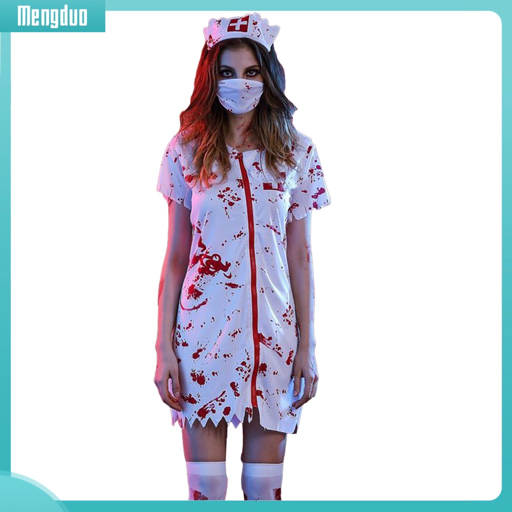 Bộ Đồ Hóa Trang Nữ Y Tá Máu Me Kinh Dị Ngày halloween