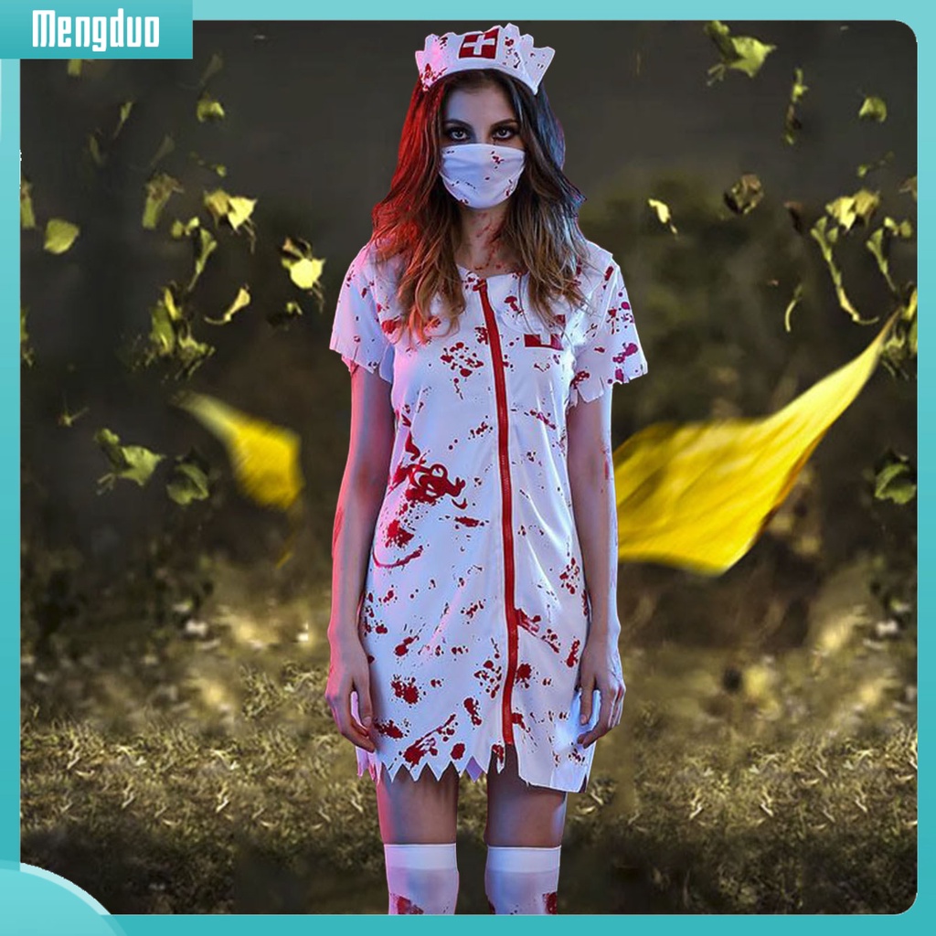 Bộ Đồ Hóa Trang Nữ Y Tá Máu Me Kinh Dị Ngày halloween