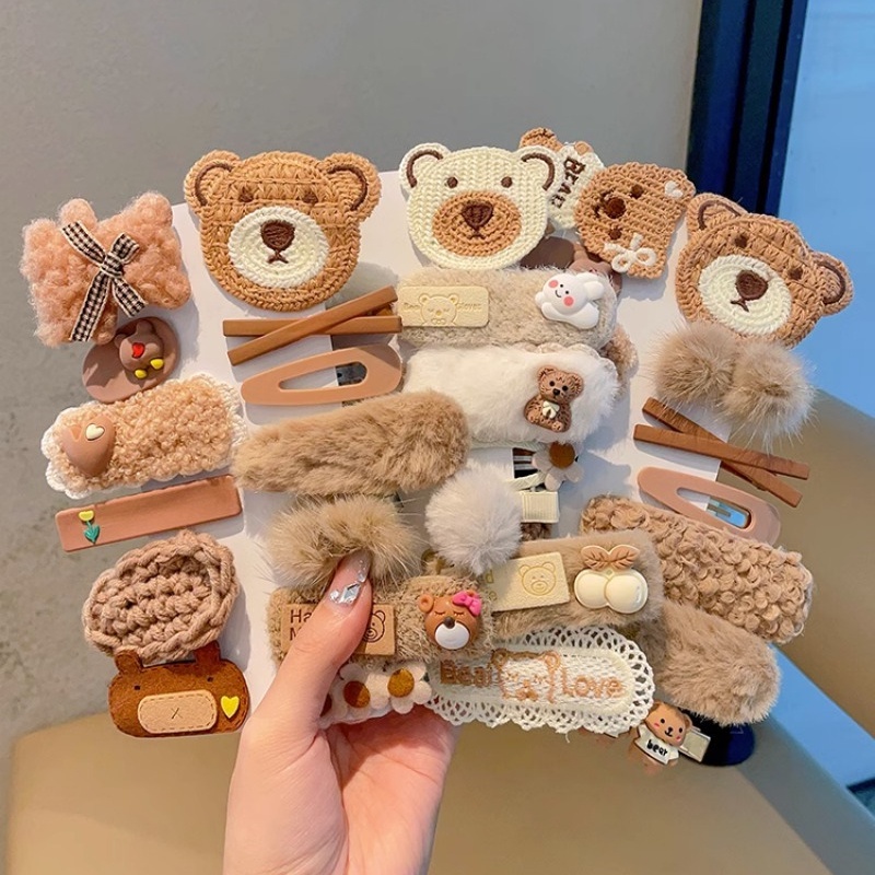 Dễ Thương Kẹp Tóc Lông Nhung Phía Trước Xinh Xắn Đáng Yêu Cho Bé Gái