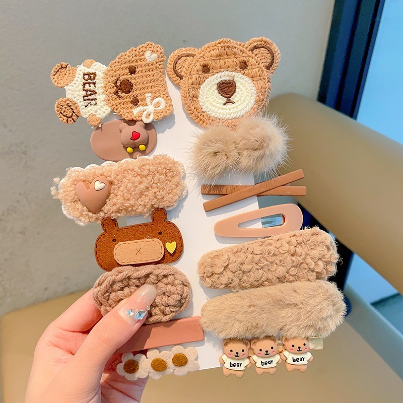 Dễ Thương Kẹp Tóc Lông Nhung Phía Trước Xinh Xắn Đáng Yêu Cho Bé Gái