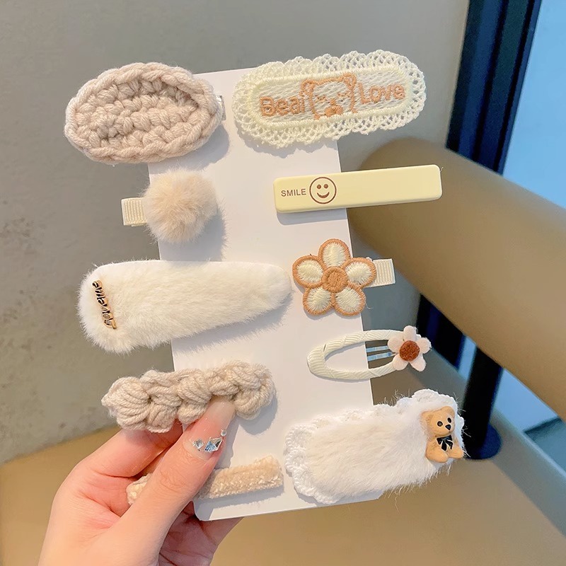 Dễ Thương Kẹp Tóc Lông Nhung Phía Trước Xinh Xắn Đáng Yêu Cho Bé Gái