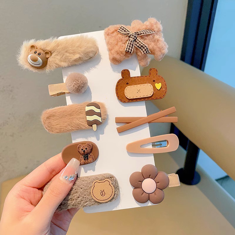 Dễ Thương Kẹp Tóc Lông Nhung Phía Trước Xinh Xắn Đáng Yêu Cho Bé Gái