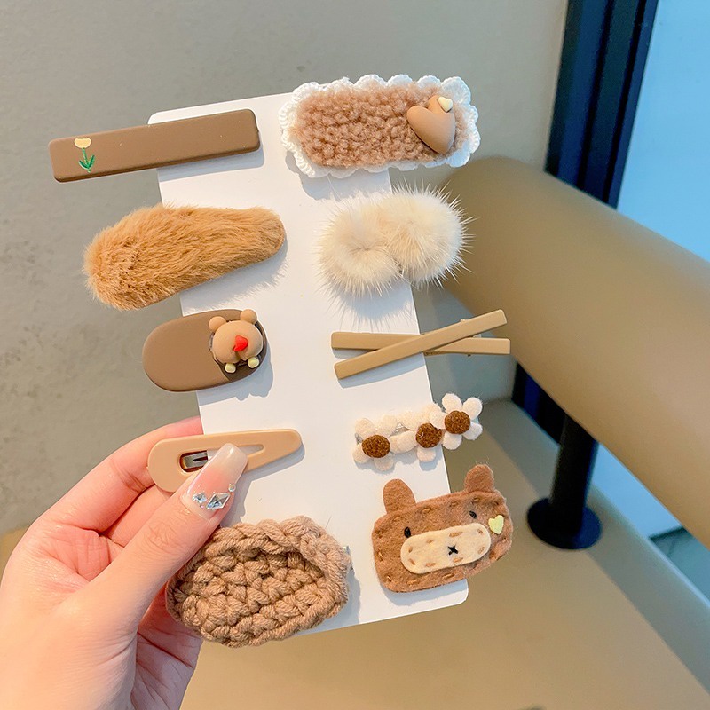 Dễ Thương Kẹp Tóc Lông Nhung Phía Trước Xinh Xắn Đáng Yêu Cho Bé Gái