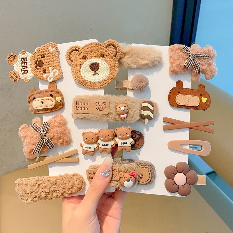 Dễ Thương Kẹp Tóc Lông Nhung Phía Trước Xinh Xắn Đáng Yêu Cho Bé Gái