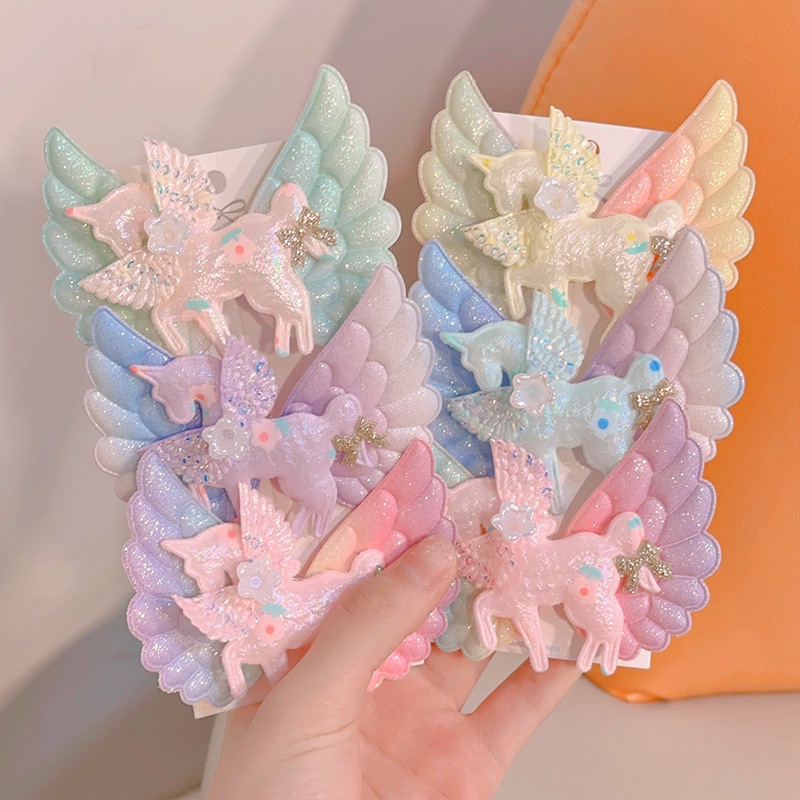Hoạt Hình Kẹp Tóc Hình Kỳ Lân Nhiều Màu Sắc Dễ Thương Cho Bé Gái