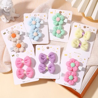 Set 8 Kẹp Tóc Vải Đính Hoa Dễ Thương Cho Bé Gái