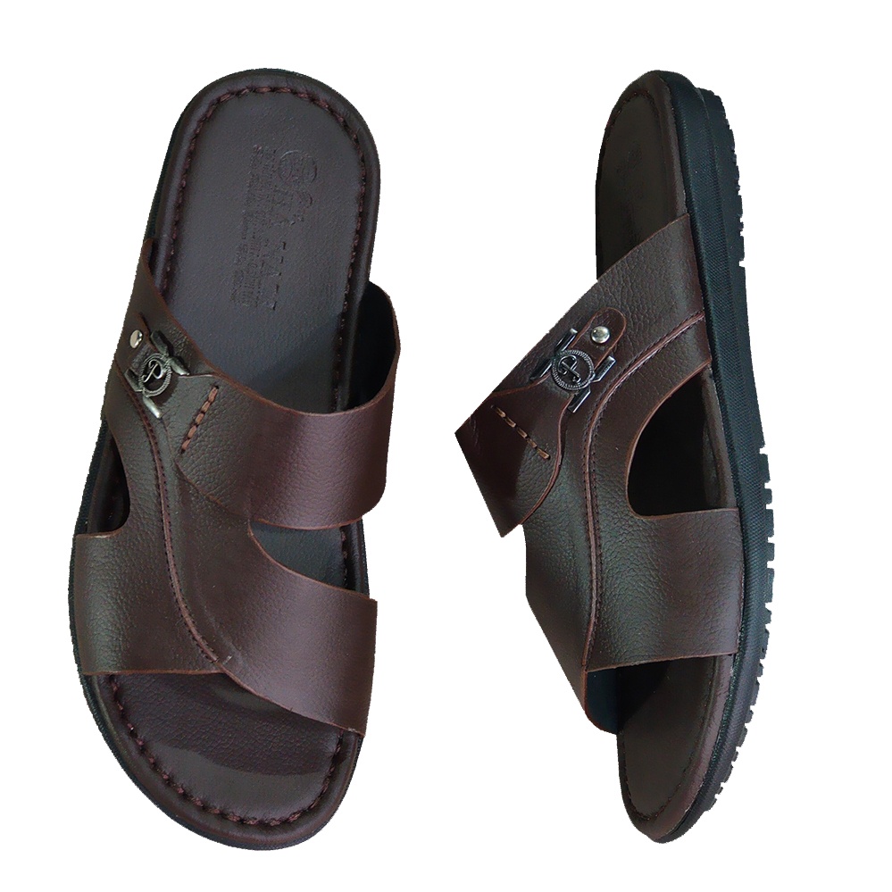 Dép nam quai ngang da bò thật TiTi ĐÔ cao cấp DNA2220