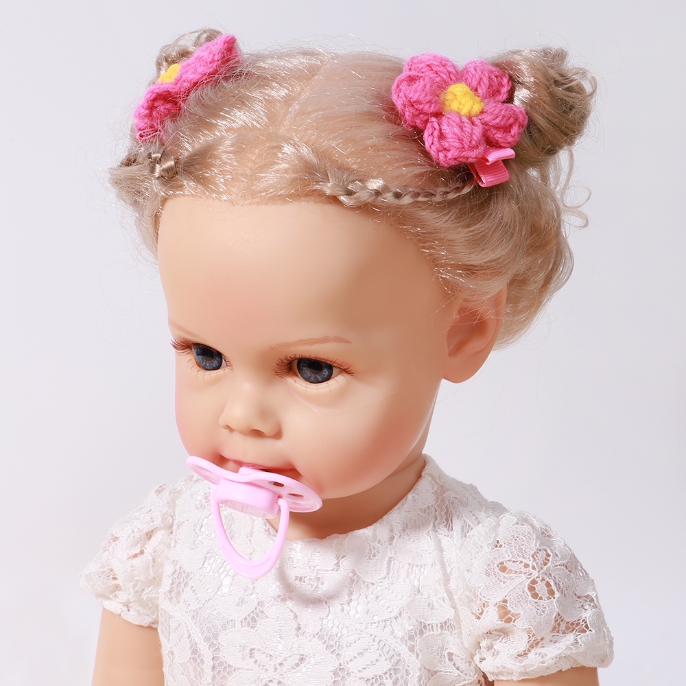 Set 6 Kẹp Tóc Đan Len Thủ Công Hình Bông Hoa Nhỏ An Toàn Cho Bé Gái