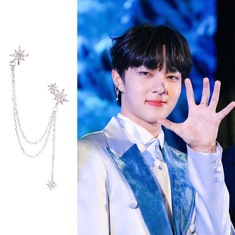 Hàng Mới Về Khuyên Tai Dạng Kẹp Hình Thánh Giá Ngôi Sao Bát Giác Ngôi Sao Xương Vòng Hoa Độc Đáo Chất Lượng Cao zeenunew lin jingyun Hàng Mới Cho Nam Và