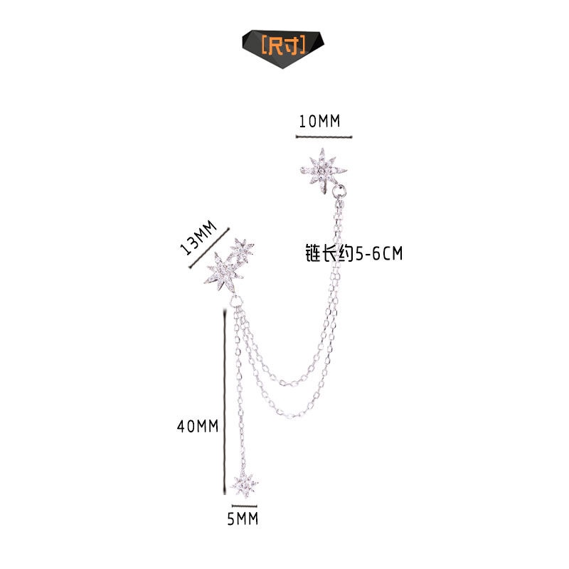 Hàng Mới Về Khuyên Tai Dạng Kẹp Hình Thánh Giá Ngôi Sao Bát Giác Ngôi Sao Xương Vòng Hoa Độc Đáo Chất Lượng Cao zeenunew lin jingyun Hàng Mới Cho Nam Và