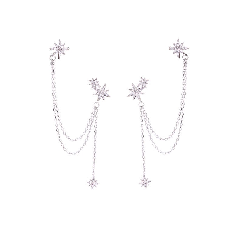 Hàng Mới Về Khuyên Tai Dạng Kẹp Hình Thánh Giá Ngôi Sao Bát Giác Ngôi Sao Xương Vòng Hoa Độc Đáo Chất Lượng Cao zeenunew lin jingyun Hàng Mới Cho Nam Và