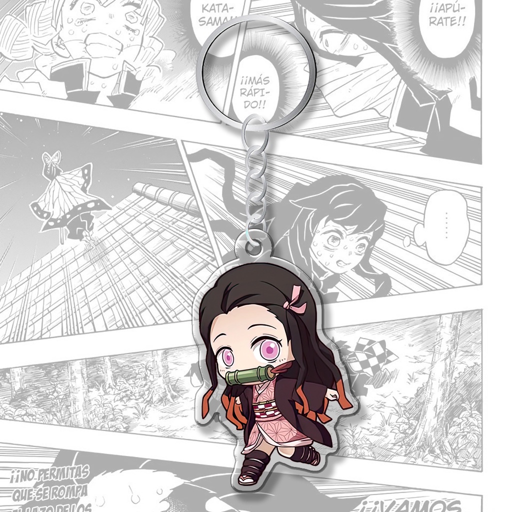 Móc khóa 5cm Kimetsu no Yaiba anime nhân vật Tanjiro Nezuko Inosuke Zenitsu phụ kiện túi xách ba lô trang trí NLP