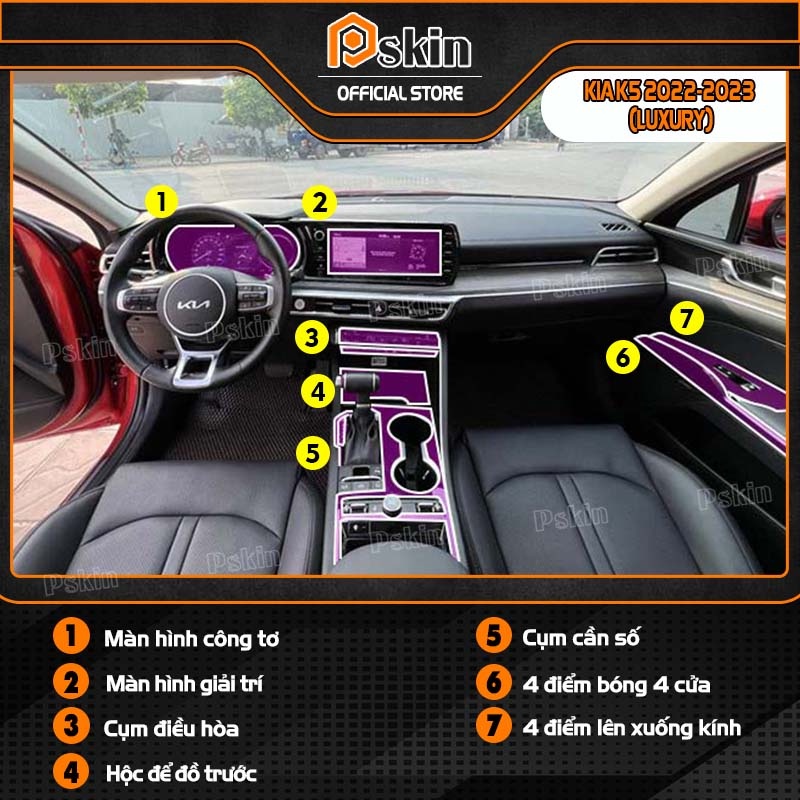Dán PPF trong suốt bảo vệ nội thất xe KIA K5 2022-2023
