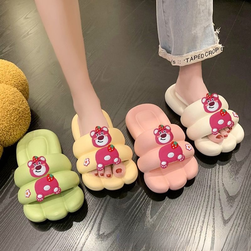 Mới Dép Đi Trong Nhà Tắm Chống Trượt Thoải Mái Hình Gấu Dâu Tây Dễ Thương