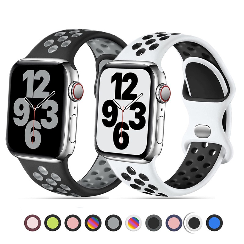 Mềm Dây Đeo Silicon Thoáng Khí Thay Thế Cho iwatch 44mm 45mm 41mm 40mm 42mm 49mm ultra series 8 7 3 4 5 6 se