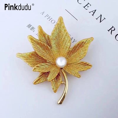 Pinkdudu Ghim Cài Áo Hình Lá Phong Đính Ngọc Trai Giả 6 Màu Tùy Chọn pd1520