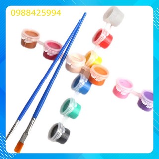 [ Rẻ Nhất ] Dây 6 màu 2.5ml vẽ kèm cọ vẽ màu nước mặt nạ trang trí hallowen, mặt nạ trung thu