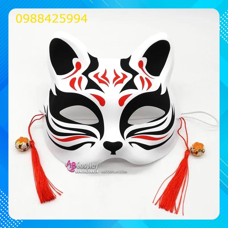 Set 10c Mặt nạ giấy bồi Linh Miêu, mặt nạ cáo hay mèo tự tô vẽ trang trí Gồm mặt nạ giấy bồi và giây đeo
