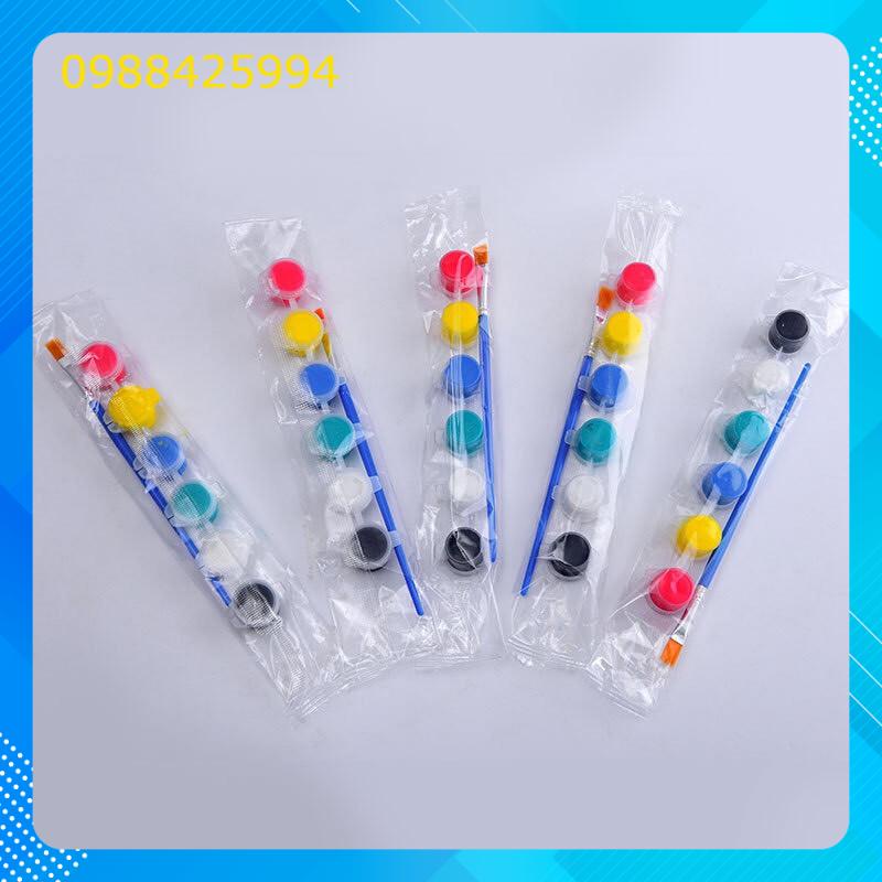 Dây 6 màu vẽ kèm cọ vẽ màu nước mặt nạ trang trí hallowen, mặt nạ trung thu cho trẻ