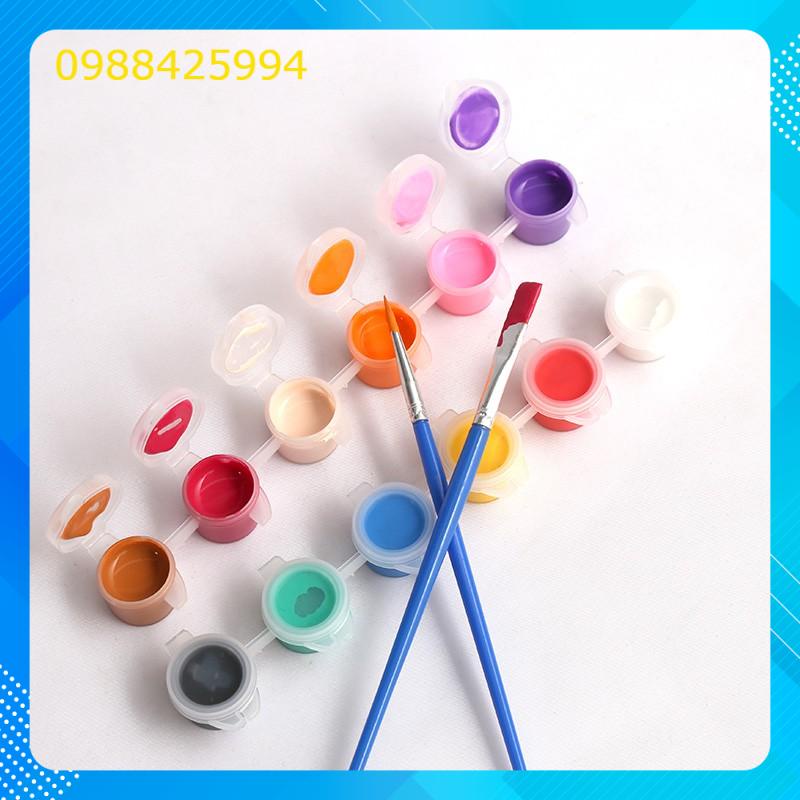 Dây 6 màu vẽ kèm cọ vẽ màu nước mặt nạ trang trí hallowen, mặt nạ trung thu cho trẻ