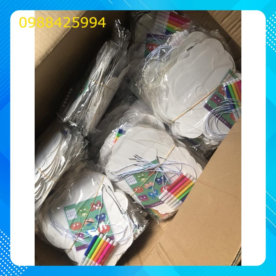 Set 8 mặt nạ giấy bìa tự trang trí lễ hội trung thu halloween, Mặt nạ tô màu có dây đeo