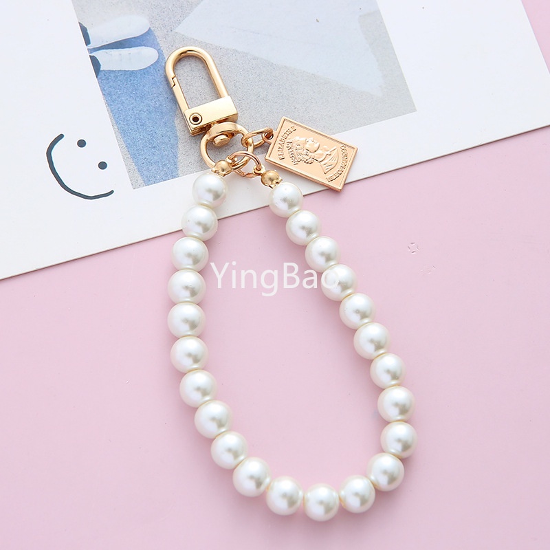 Móc Khóa Đính Hạt Ngọc Trai Đơn Giản Dễ Thương Trang Trí Túi Xách / Điện Thoại diy