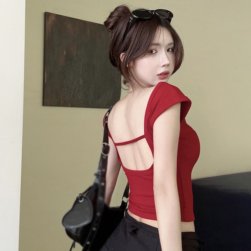 Áo Thun Crop Top Tay Ngắn Cổ Tròn Màu Trơn Thời Trang Mùa Hè Quyến Rũ Cho Nữ