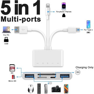 Đầu đọc thẻ nhớ 5 trong 1 cho ios hỗ trợ sd micro sdhc / sdhc / sdxc / mmc