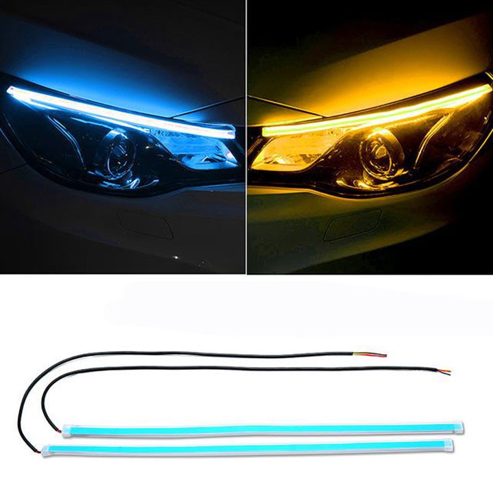 Bộ 2 LED Mí Ô Tô Tích Hợp Xi Nhan Nháy Đuổi Dài 60cm cho Xe Con Và Xe Tải Lắp xin Nhan Chạy Đuổi Kiểu Audi 12v và 24v