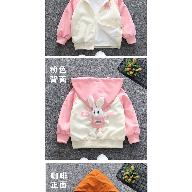 Áo Khoác Mỏng In Hình Thỏ Dễ Thương Thời Trang Xuân Thu Cho Bé Gái