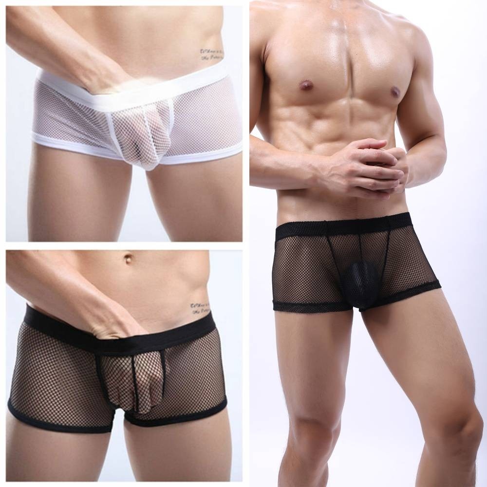 Quần Lót boxer Lưới Xuyên Thấu Gợi Cảm Cho Nam