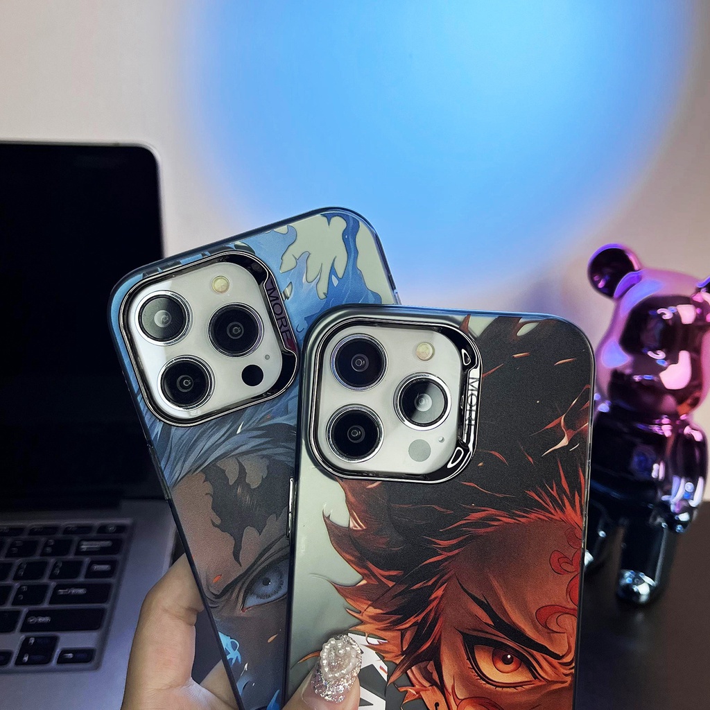 Hoạt Hình Ốp Điện Thoại silicone Mạ Điện Họa Tiết demon slayer tanjirou Cho iphone 14 14pro 14max 13promax 12 12promax 11