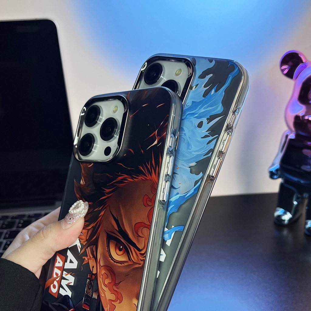 Hoạt Hình Ốp Điện Thoại silicone Mạ Điện Họa Tiết demon slayer tanjirou Cho iphone 14 14pro 14max 13promax 12 12promax 11