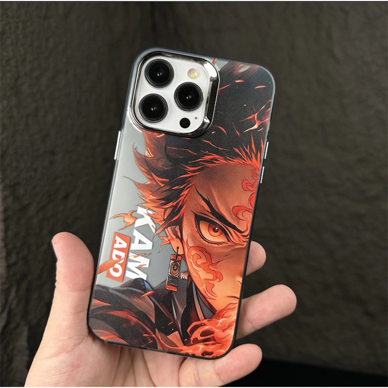 Hoạt Hình Ốp Điện Thoại silicone Mạ Điện Họa Tiết demon slayer tanjirou Cho iphone 14 14pro 14max 13promax 12 12promax 11