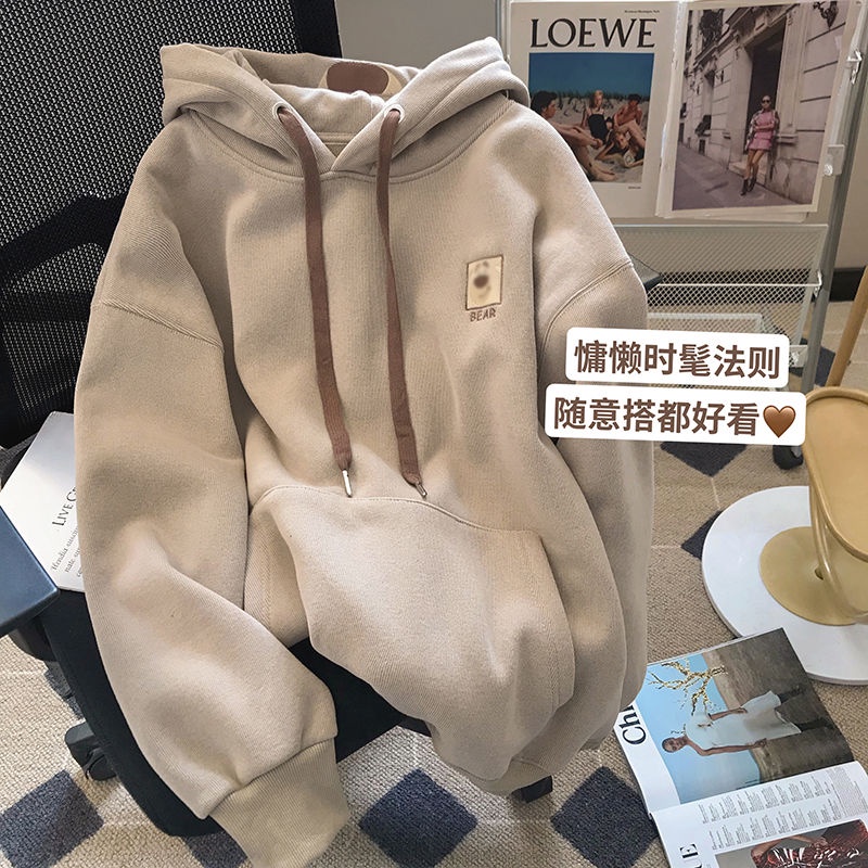 Áo hoodie Nhung Dày Dặn Thêu Họa Tiết Thời Trang Thu Đông Mới Cho Nữ