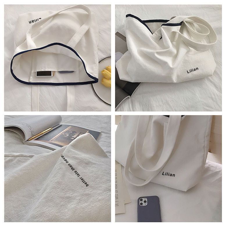 Túi Xách Đeo Vai Vải Bạt Hai Mặt Cỡ Lớn Thêu Hình Thời Trang Cá Tính