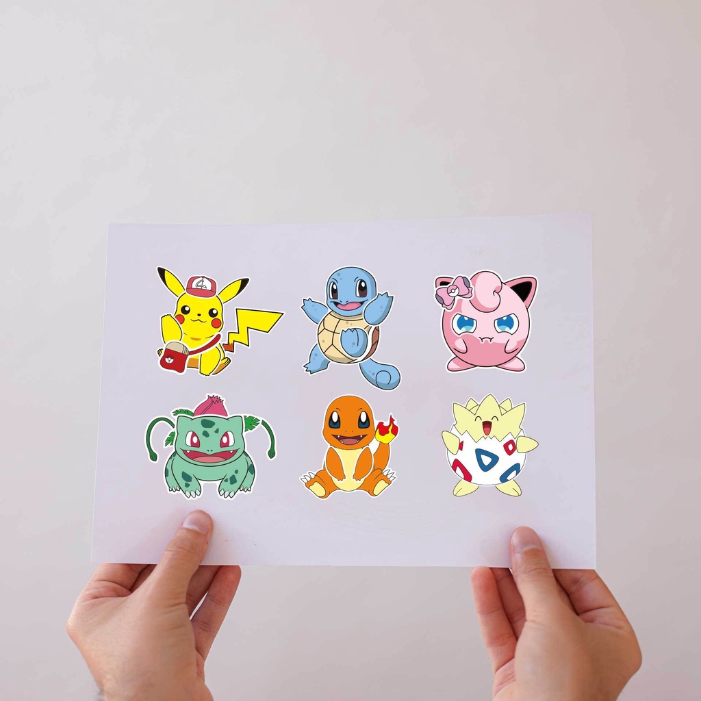 Bộ 12 Miếng Dán Hoạt Hình Pokemon Trang Trí Nón Bảo Hiểm / Bút Chì diy