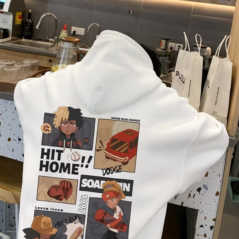 Áo hoodie Nhung Dày Dặn Cổ Tròn In Hoạt Hình 7 Màu Lựa Chọn Phong Cách Nhật Bản Cho Nam size m-5xl