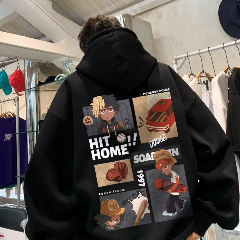 Áo hoodie Nhung Dày Dặn Cổ Tròn In Hoạt Hình 7 Màu Lựa Chọn Phong Cách Nhật Bản Cho Nam size m-5xl