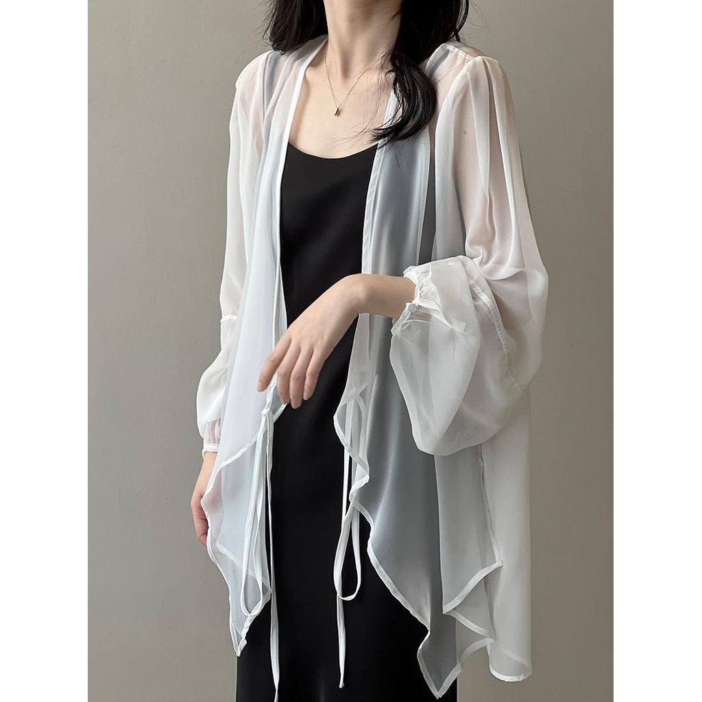 Áo Khoác cardigan chiffon Mỏng Dáng Rộng Chống Nắng Thời Trang Mùa Hè 2023 Mới Phong Cách Pháp Cho Nữ 2023