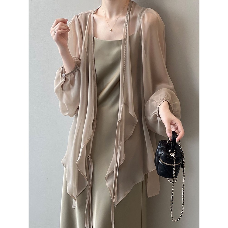 Áo Khoác cardigan chiffon Mỏng Dáng Rộng Chống Nắng Thời Trang Mùa Hè 2023 Mới Phong Cách Pháp Cho Nữ 2023