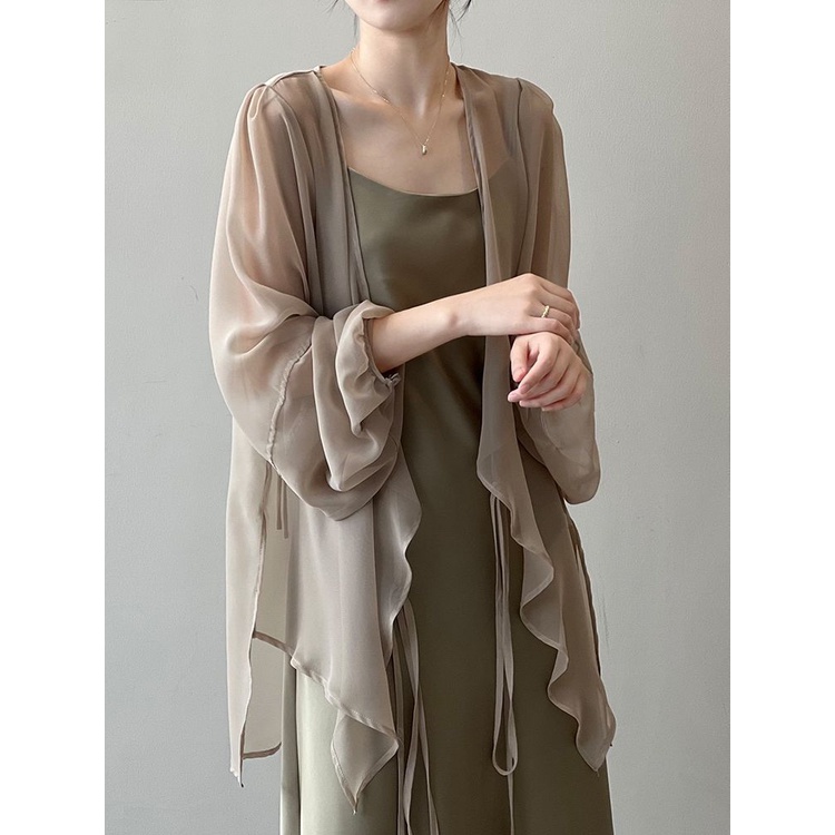 Áo Khoác cardigan chiffon Mỏng Dáng Rộng Chống Nắng Thời Trang Mùa Hè 2023 Mới Phong Cách Pháp Cho Nữ 2023