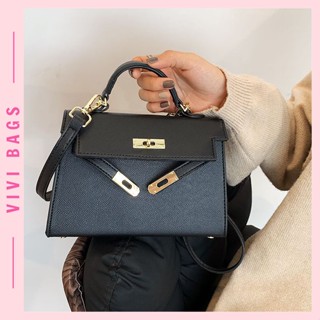 Túi xách nữ da sần dáng hm đeo chéo khóa vàng thời trang  đi chơi xách tay đi làm 2 màu đen kaki 3