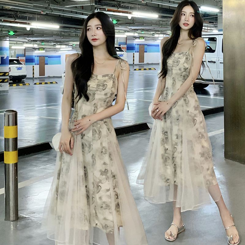 Đầm Hai Dây Dáng Dài Phong Cách Pháp Cổ Điển Thời Trang Mùa Hè Mới 2023 Cho Nữ