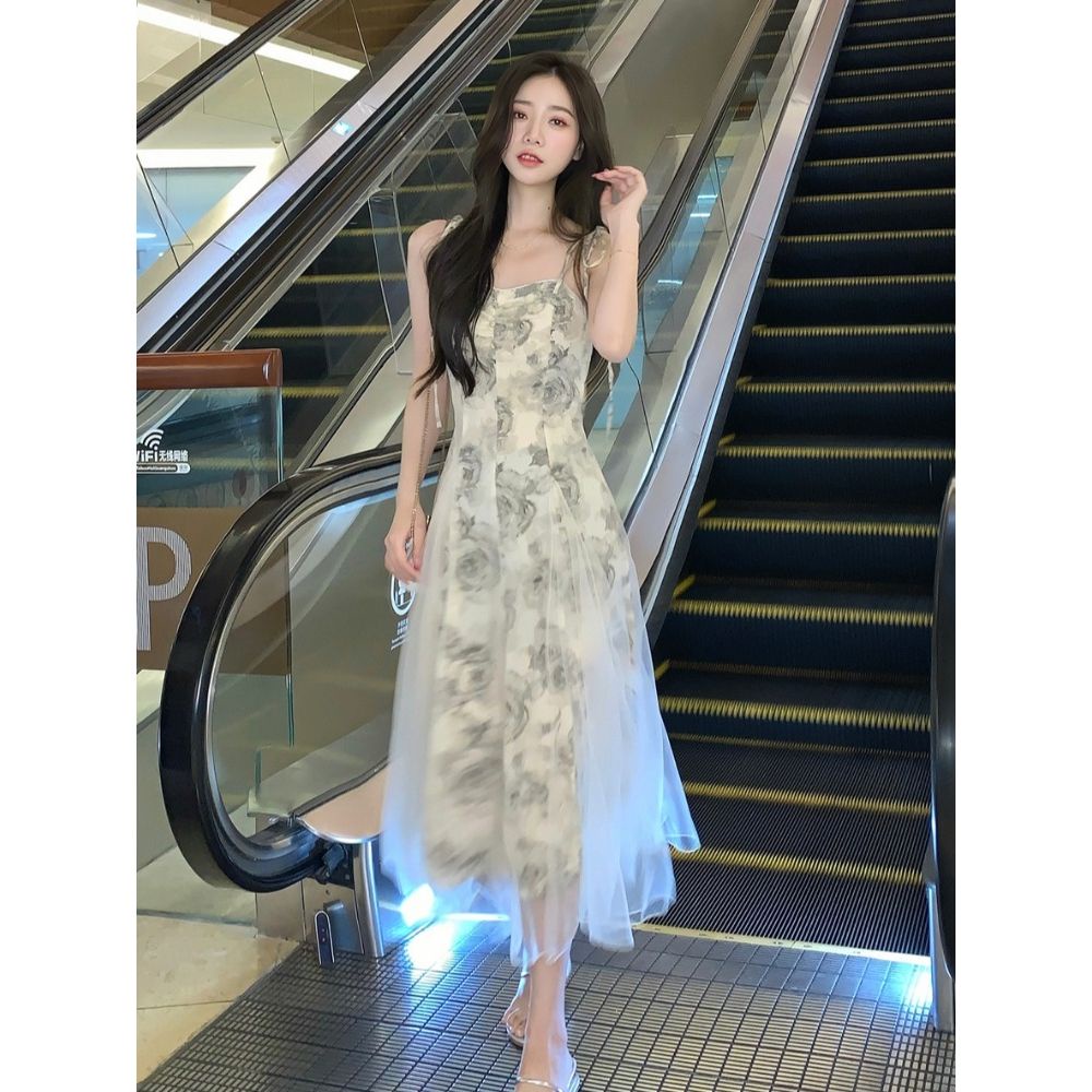 Đầm Hai Dây Dáng Dài Phong Cách Pháp Cổ Điển Thời Trang Mùa Hè Mới 2023 Cho Nữ
