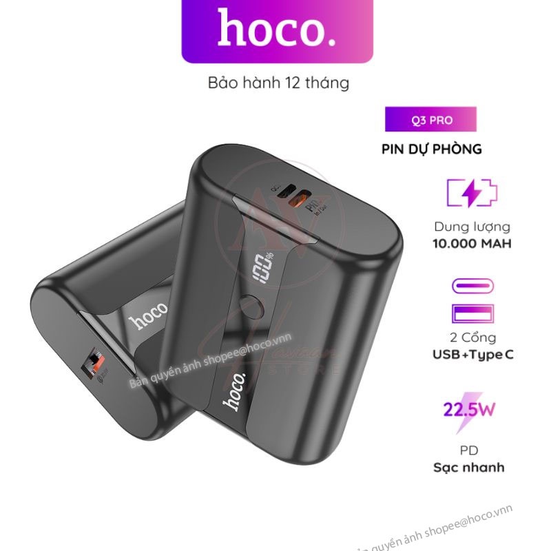 Pin Sạc Dự Phòng Q3 Pro Sạc Nhanh 22.5w + PD 20w Hoco Q3 Pro 10000mAh màn hình led kỹ thuật sốJD CO TH