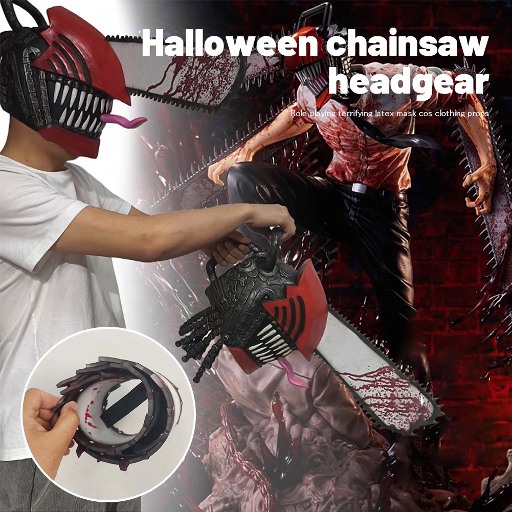 【lasonas】 2023 Chainsaw Man Cosplay Mũ bảo hiểm Mặt nạ Denji Chainsawman Devil Mũ cao su Nhân vật Anime Trang phục Đạo cụ Mô hình Quà tặng Halloween