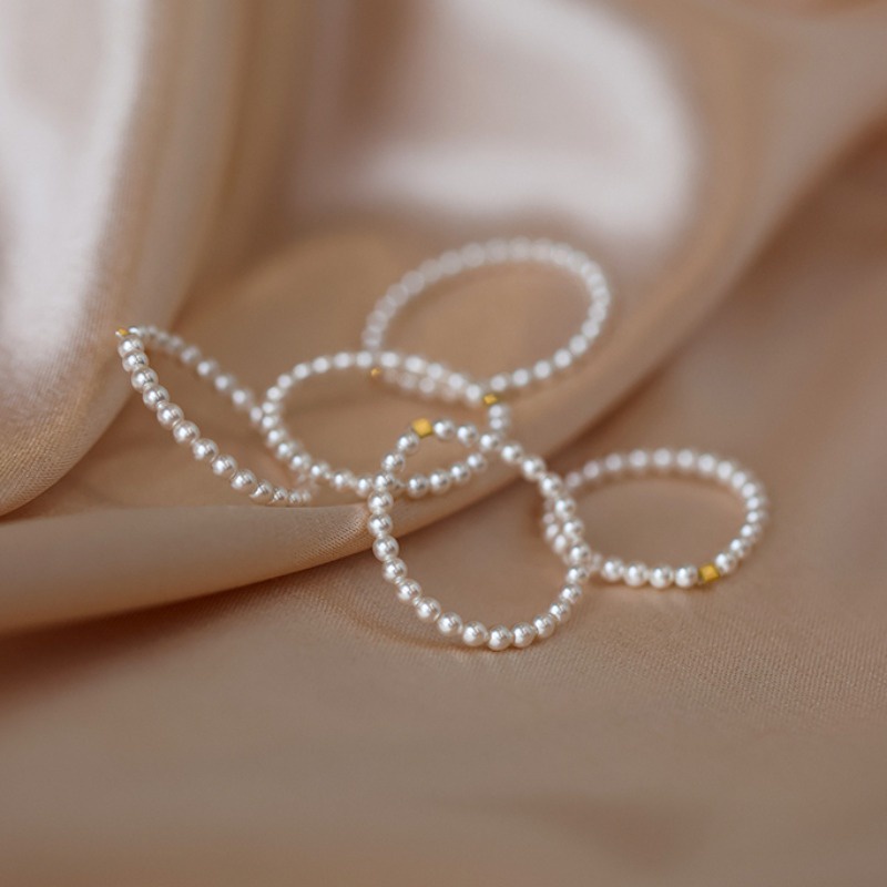 We flower Nhẫn Đính Hạt Ngọc Trai Sang Trọng Cho Nữ